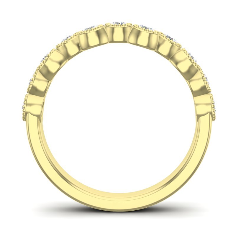 14K Gold Round Halfway Eternity Milgrain Bezel Set Lab Grown Diamond Wedding Band Ring Round Cut ABB-121.1-LGD-1  - Abtin & Co.