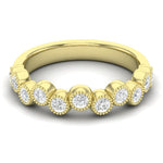 14K Gold Round Halfway Eternity Milgrain Bezel Set Lab Grown Diamond Wedding Band Ring Round Cut ABB-121.1-LGD-1  - Abtin & Co.