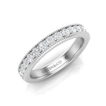 14K Gold Round Halfway Eternity Milgrain Chanel Pre Set Lab Grown Diamond Wedding Band Ring Round Cut ABB-250.3-LGD-1  - Abtin & Co.