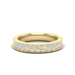 14K Gold Round Halfway Eternity Milgrain Chanel Pre Set Lab Grown Diamond Wedding Band Ring Round Cut ABB-250.3-LGD-1  - Abtin & Co.