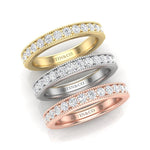14K Gold Round Halfway Eternity Milgrain Chanel Pre Set Lab Grown Diamond Wedding Band Ring Round Cut ABB-250.3-LGD-43  - Abtin & Co.