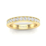 14K Gold Round Halfway Eternity Milgrain Chanel Pre Set Lab Grown Diamond Wedding Band Ring Round Cut ABB-250.3-LGD-22  - Abtin & Co.