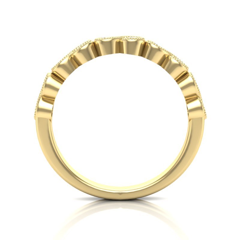 14K Gold Round Halfway Eternity Milgrain Modern Bezel Set Lab Grown Diamond Wedding Band Ring Round Cut ABB-117-LGD-22  - Abtin & Co.