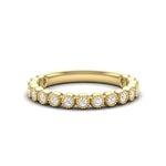 14K Gold Round Halfway Eternity Milgrain Modern Bezel Set Lab Grown Diamond Wedding Band Ring Round Cut ABB-166-LGD-1  - Abtin & Co.