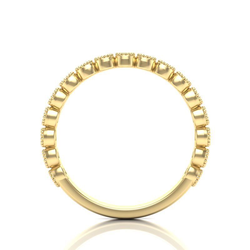 14K Gold Round Halfway Eternity Milgrain Modern Bezel Set Lab Grown Diamond Wedding Band Ring Round Cut ABB-166-LGD-22  - Abtin & Co.