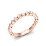 14K Gold Round Halfway Eternity Milgrain Modern Bezel Set Lab Grown Diamond Wedding Band Ring Round Cut ABB-166-LGD-43  - Abtin & Co.