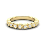 14K Gold Round Halfway Eternity Milgrain Modern Bezel Set Lab Grown Diamond Wedding Band Ring Round Cut ABB-117-LGD-1  - Abtin & Co.