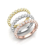 14K Gold Round Halfway Eternity Milgrain Modern Bezel Set Lab Grown Diamond Wedding Band Ring Round Cut ABB-166-LGD-43  - Abtin & Co.