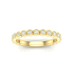 14K Gold Round Halfway Eternity Milgrain Modern Bezel Set Lab Grown Diamond Wedding Band Ring Round Cut ABB-166-LGD-22  - Abtin & Co.