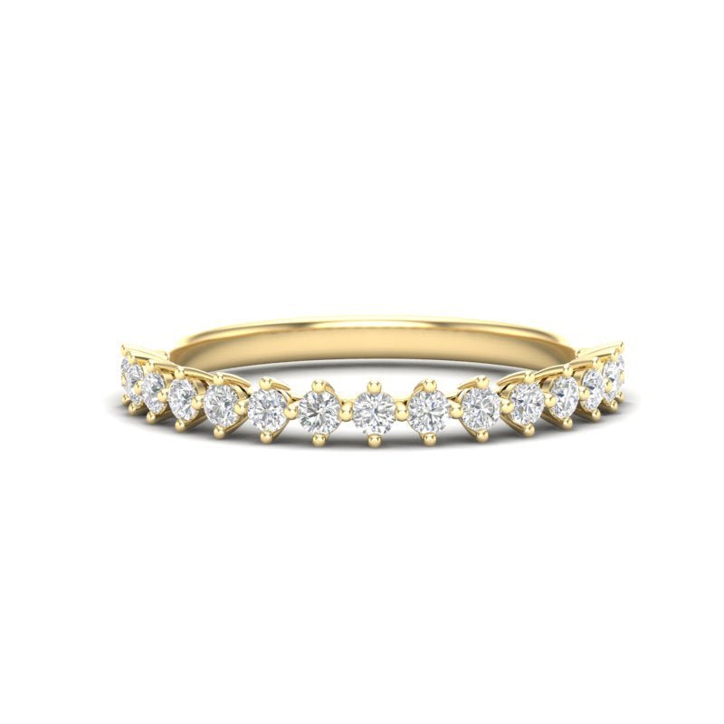 14K Gold Round Halfway Eternity Modern Share Prong Set Lab Grown Diamond Wedding Band Ring Round Cut ABB-239.2-LGD-1  - Abtin & Co.