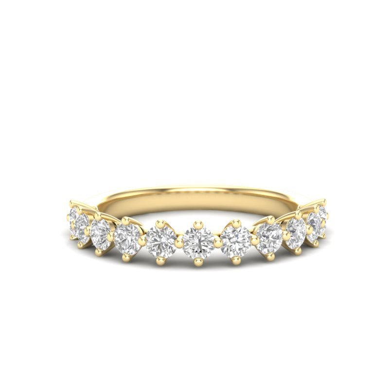 14K Gold Round Halfway Eternity Modern Share Prong Set Lab Grown Diamond Wedding Band Ring Round Cut ABB-239.5-LGD-1  - Abtin & Co.