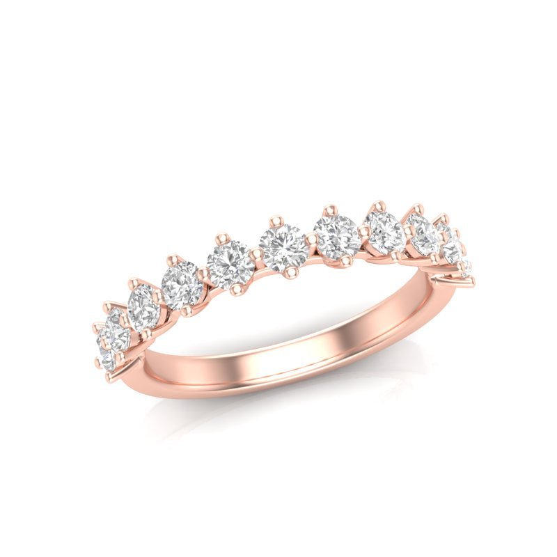 14K Gold Round Halfway Eternity Modern Share Prong Set Lab Grown Diamond Wedding Band Ring Round Cut ABB-239.5-LGD-43  - Abtin & Co.