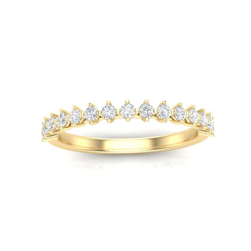 14K Gold Round Halfway Eternity Modern Share Prong Set Lab Grown Diamond Wedding Band Ring Round Cut ABB-239.2-LGD-22  - Abtin & Co.