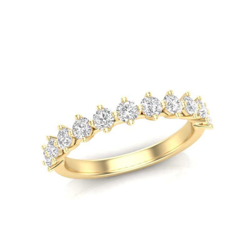 14K Gold Round Halfway Eternity Modern Share Prong Set Lab Grown Diamond Wedding Band Ring Round Cut ABB-239.5-LGD-22  - Abtin & Co.