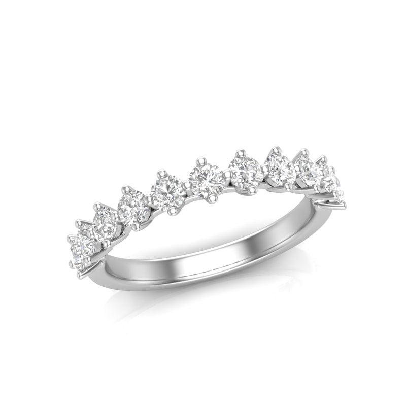 14K Gold Round Halfway Eternity Modern Share Prong Set Lab Grown Diamond Wedding Band Ring Round Cut ABB-239.5-LGD-1  - Abtin & Co.