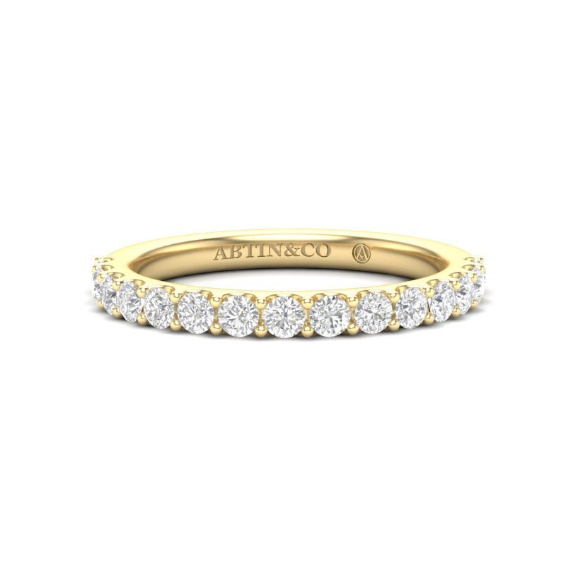 14K Gold Round Halfway Eternity Modern U Pave Set Lab Grown Diamond Wedding Band Ring Round Cut ABB-249.3-LGD-1  - Abtin & Co.