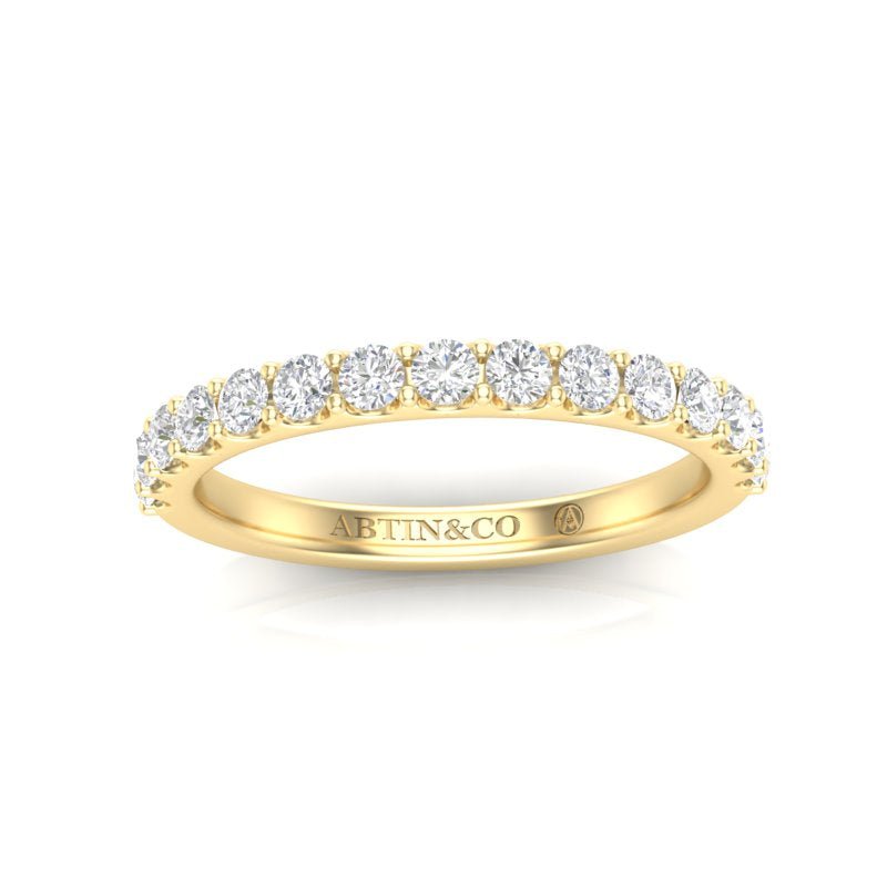 14K Gold Round Halfway Eternity Modern U Pave Set Lab Grown Diamond Wedding Band Ring Round Cut ABB-249.3-LGD-22  - Abtin & Co.