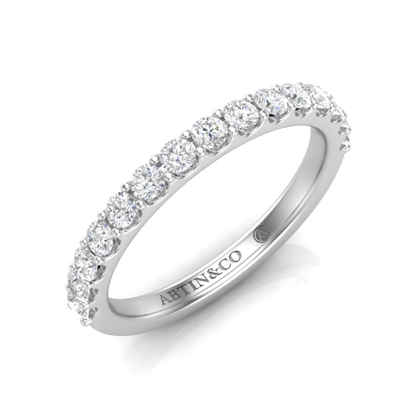 14K Gold Round Halfway Eternity Modern U Pave Set Lab Grown Diamond Wedding Band Ring Round Cut ABB-249.3-LGD-1  - Abtin & Co.