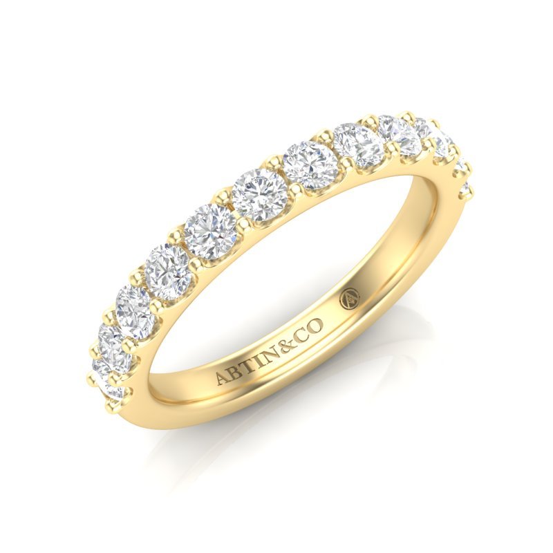 14K Gold Round Halfway Eternity Modern U Pave Set Lab Grown Diamond Wedding Band Ring Round Cut ABB-249.5-LGD-21  - Abtin & Co.