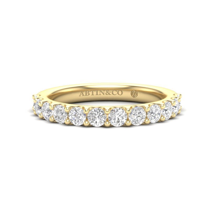 14K Gold Round Halfway Eternity Modern U Pave Set Lab Grown Diamond Wedding Band Ring Round Cut ABB-249.5-LGD-1  - Abtin & Co.