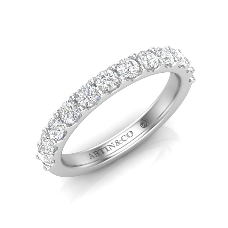 14K Gold Round Halfway Eternity Modern U Pave Set Lab Grown Diamond Wedding Band Ring Round Cut ABB-249.5-LGD-1  - Abtin & Co.