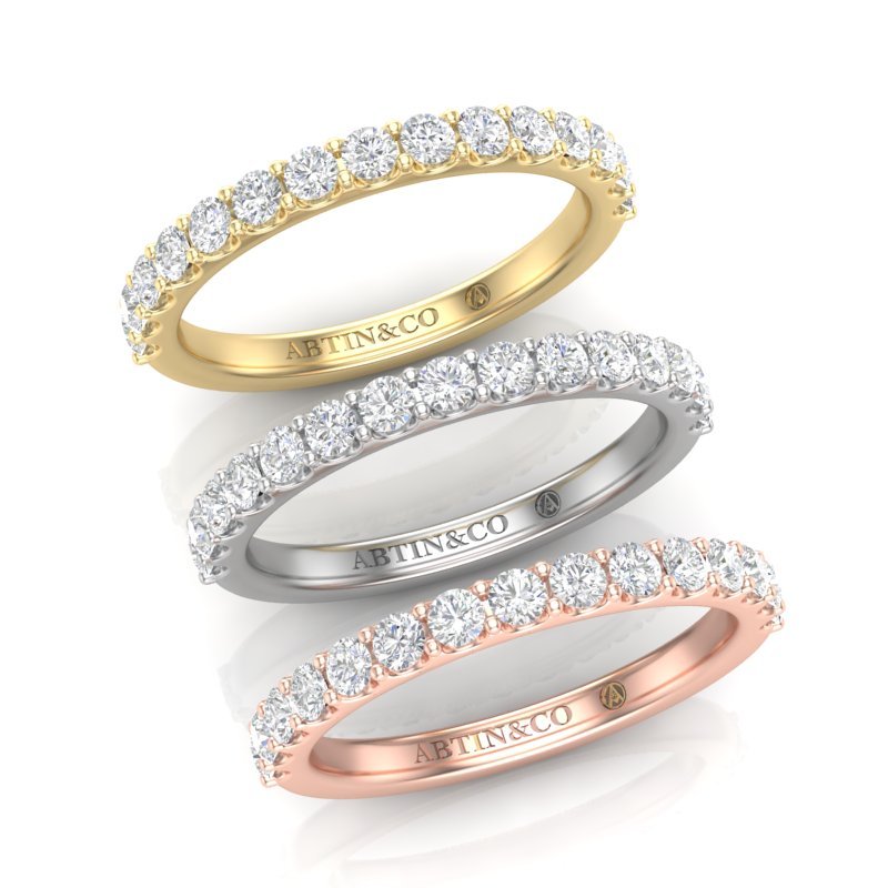 14K Gold Round Halfway Eternity Modern U Pave Set Lab Grown Diamond Wedding Band Ring Round Cut ABB-249.3-LGD-43  - Abtin & Co.