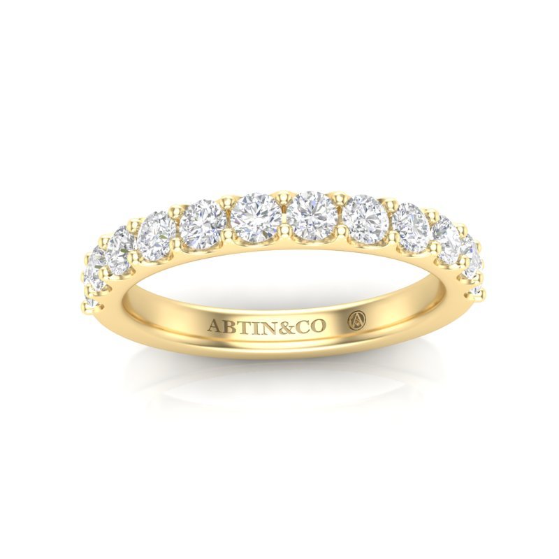 14K Gold Round Halfway Eternity Modern U Pave Set Lab Grown Diamond Wedding Band Ring Round Cut ABB-249.5-LGD-21  - Abtin & Co.