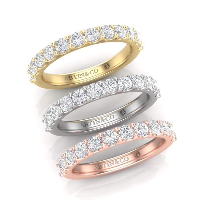 14K Gold Round Halfway Eternity Modern U Pave Set Lab Grown Diamond Wedding Band Ring Round Cut ABB-249.5-LGD-41  - Abtin & Co.