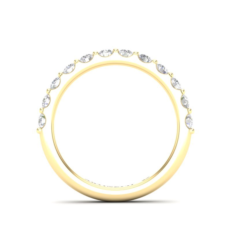 14K Gold Round Halfway Eternity Modern U Pave Set Lab Grown Diamond Wedding Band Ring Round Cut ABB-249.5-LGD-21  - Abtin & Co.