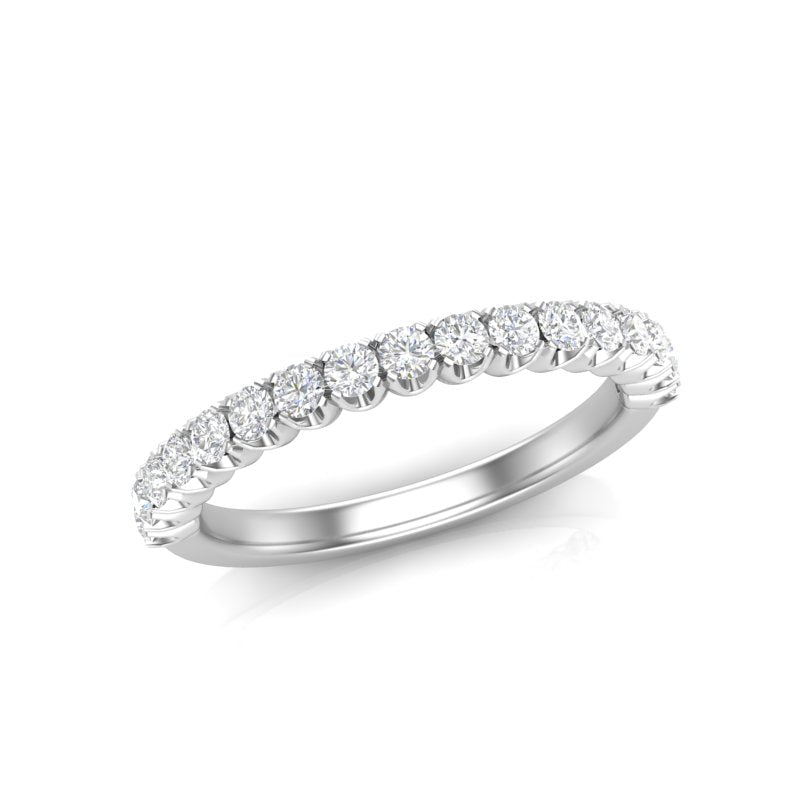 14K Gold Round Halfway Eternity Modern U Prong Set Lab Grown Diamond Wedding Band Ring Round Cut ABB-234.4-LGD-1  - Abtin & Co.