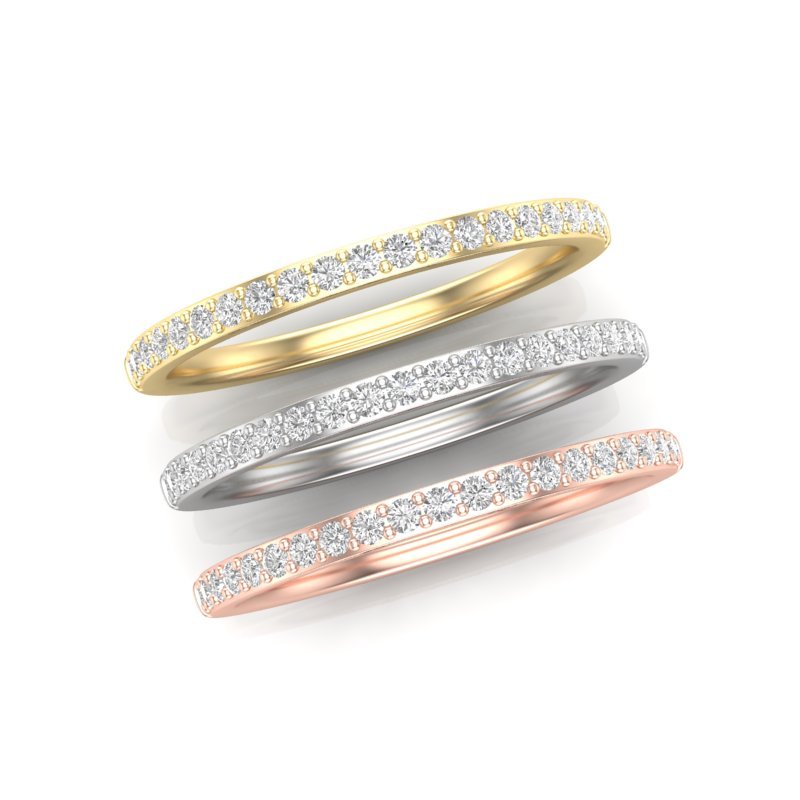 14K Gold Round Halfway Eternity Prong Set Lab Grown Diamond Wedding Band Ring Round Cut ABB-124.1-LGD  - Abtin & Co.