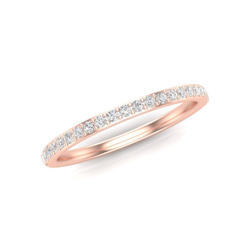 14K Gold Round Halfway Eternity Prong Set Lab Grown Diamond Wedding Band Ring Round Cut ABB-124.1-LGD  - Abtin & Co.