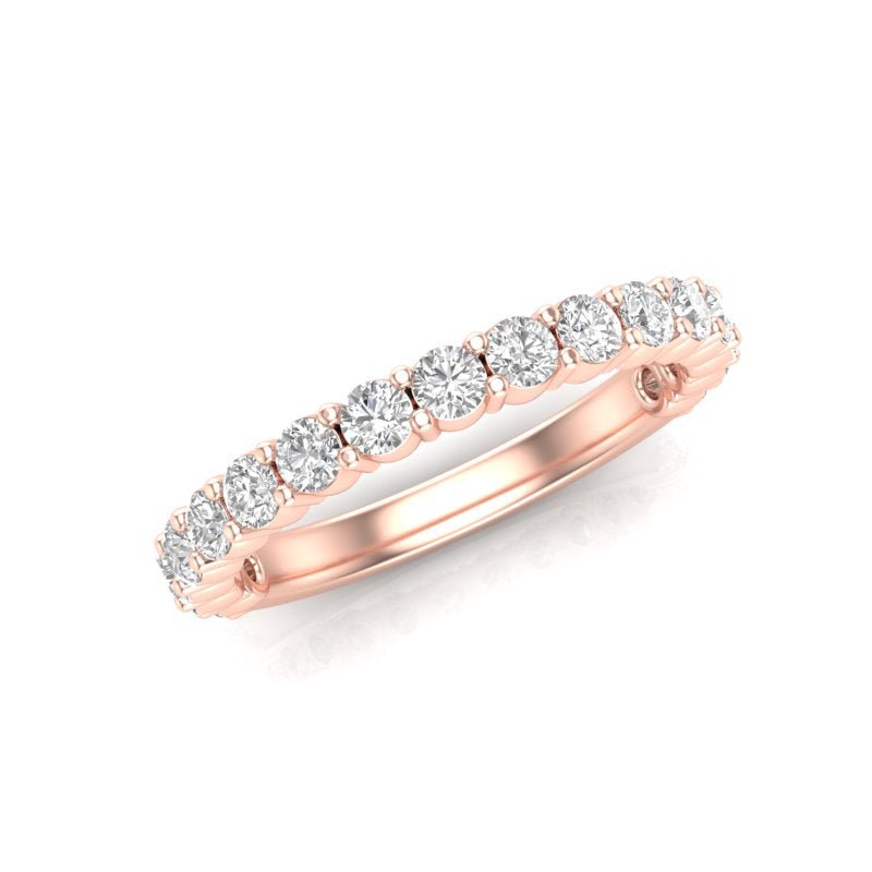 14K Gold Round Three Quarter Way Eternity Classic Prong Set Lab Grown Diamond Wedding Band Ring Round Cut ABB-159.2-LGD-43  - Abtin & Co.