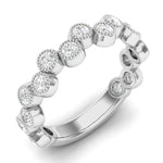 14K Gold Round Three Quarter Way Eternity Milgrain Bezel Set Lab Grown Diamond Wedding Band Ring Round Cut ABB-121.2-LGD-1  - Abtin & Co.