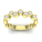 14K Gold Round Three Quarter Way Eternity Milgrain Bezel Set Lab Grown Diamond Wedding Band Ring Round Cut ABB-121.2-LGD-1  - Abtin & Co.