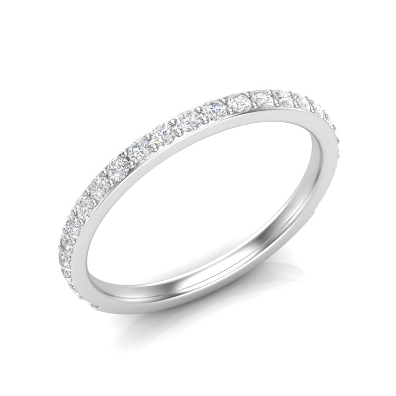 14K Gold Round Three Quarter Way Eternity Prong Set Lab Grown Diamond Wedding Band Ring Round Cut ABB-124.2-LGD-1  - Abtin & Co.