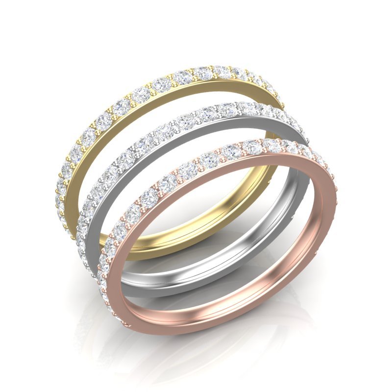 14K Gold Round Three Quarter Way Eternity Prong Set Lab Grown Diamond Wedding Band Ring Round Cut ABB-124.2-LGD-43  - Abtin & Co.