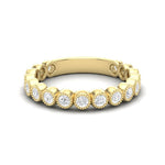 14K Gold Round Three-quarters Eternity Milgrain Bezel Set Lab Grown Diamond Wedding Band Ring Round Cut ABB-122-LGD-1  - Abtin & Co.