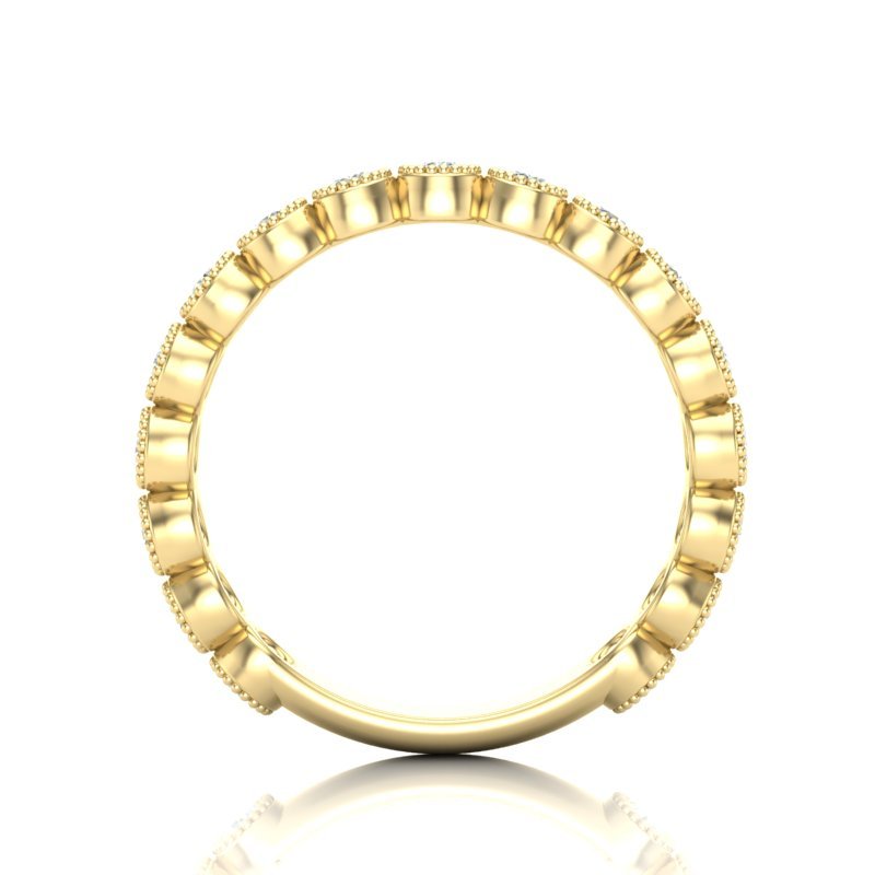 14K Gold Round Three-quarters Eternity Milgrain Bezel Set Lab Grown Diamond Wedding Band Ring Round Cut ABB-122-LGD-1  - Abtin & Co.