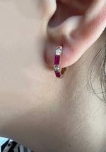 14K Gold Ruby & Diamond Huggie Earrings Earring ABE-110/2-RUD  - Abtin & Co.