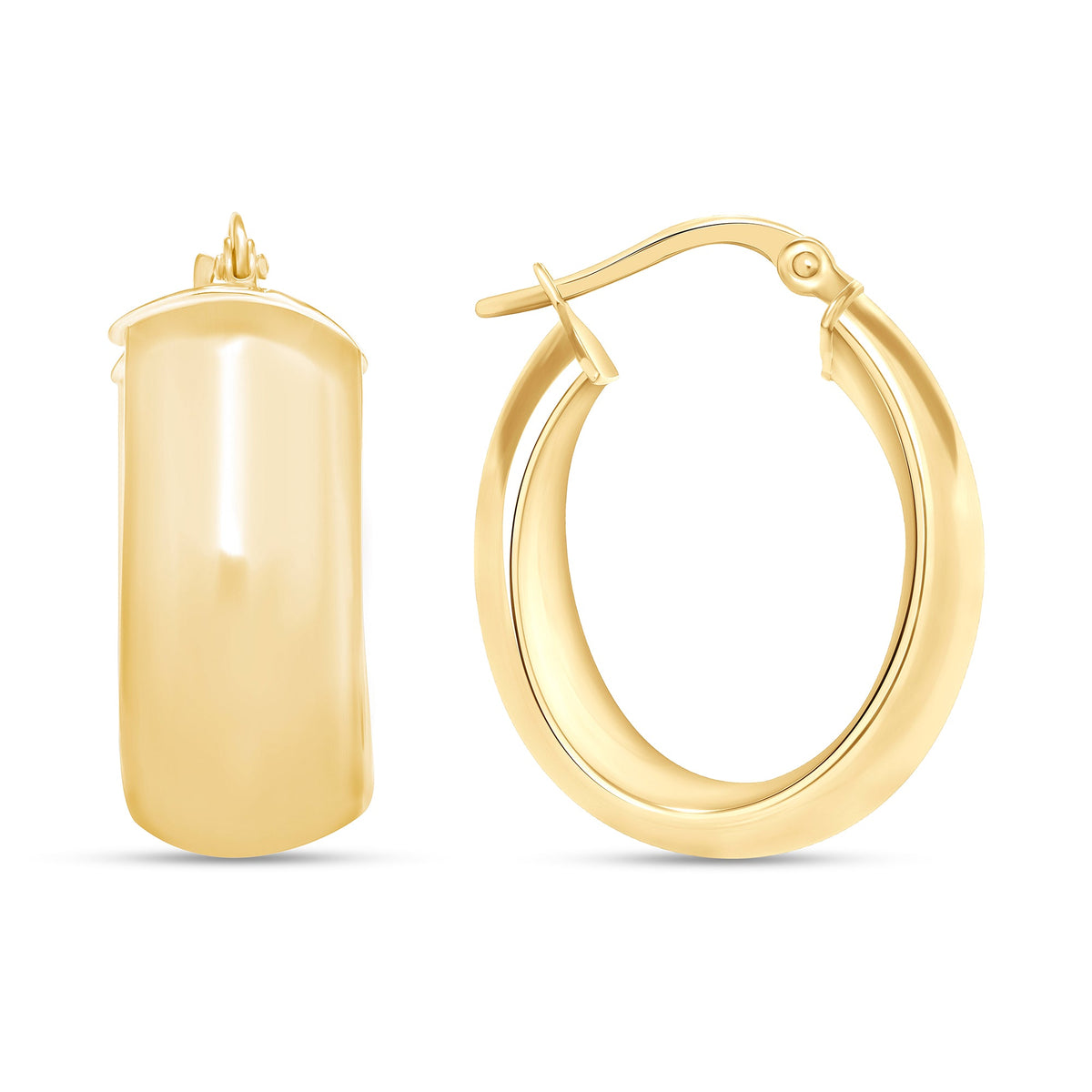 14K Gold Small Wide Hoop Earrings Earring ABGE-136-G  - Abtin & Co.