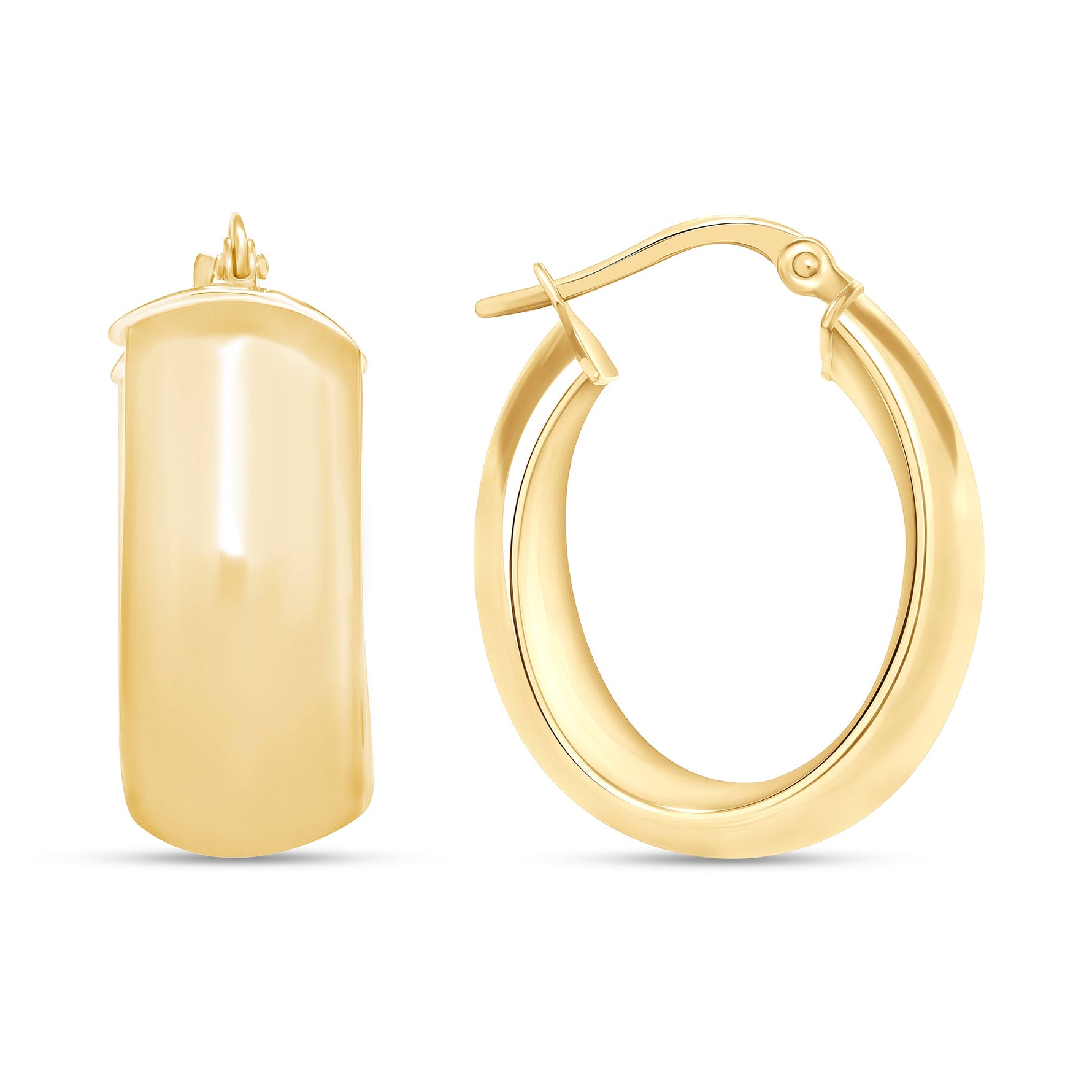 14K Gold Small Wide Hoop Earrings Earring ABGE-136-G  - Abtin & Co.