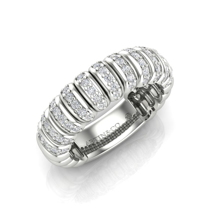 14K Gold Stretch Channel Set Diamond Ring Band Ring ABB-624/2-D-11  - Abtin & Co.