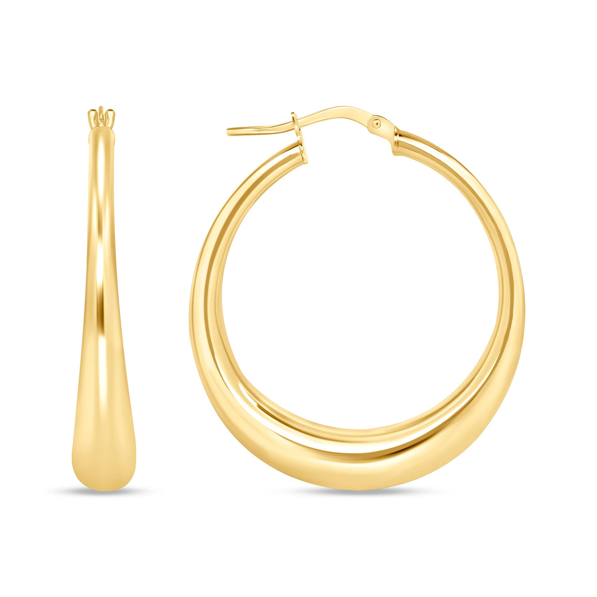 14K Gold Tapered Hoop Earrings Earring ABGE-115-G  - Abtin & Co.