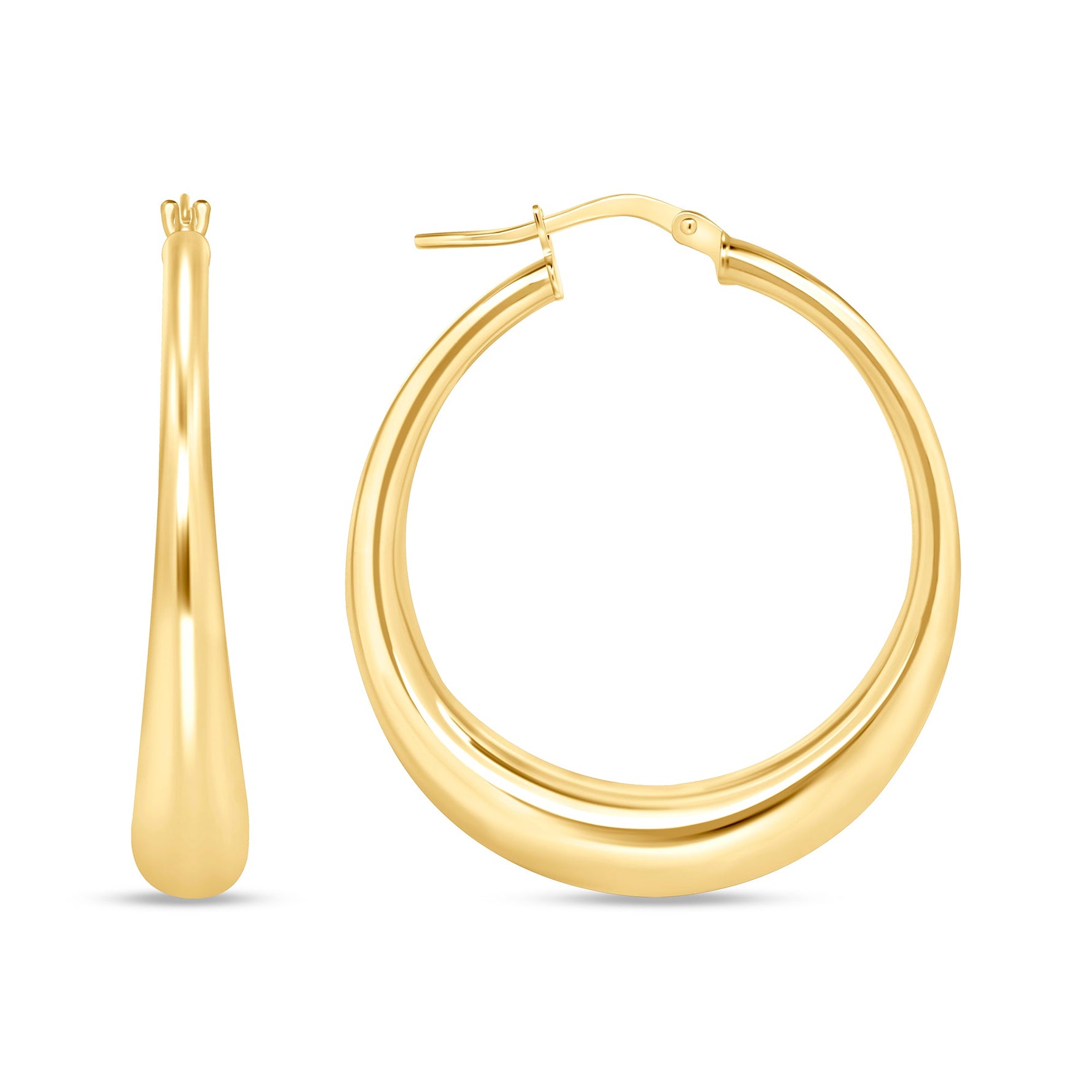 14K Gold Tapered Hoop Earrings Earring ABGE-115-G  - Abtin & Co.