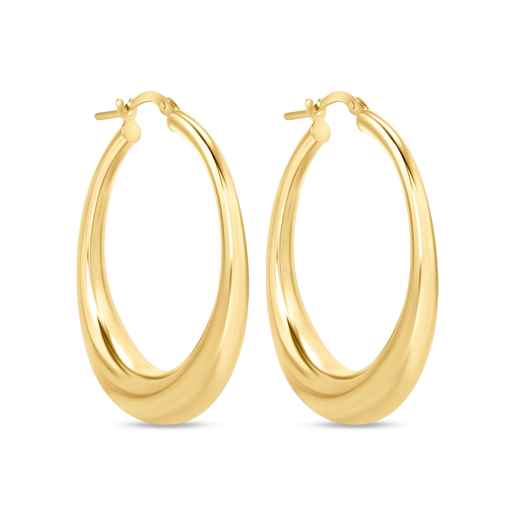 14K Gold Tapered Hoop Earrings Earring ABGE-115-G  - Abtin & Co.
