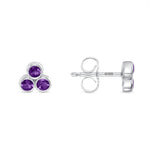 14K Gold Trio Amethyst Stud Earrings Earring ABE-149-AMF-1  - Abtin & Co.