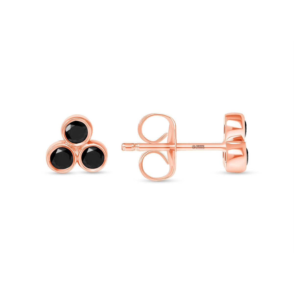 14K Gold Trio Black Diamond Stud Earrings Earring   - Abtin & Co.