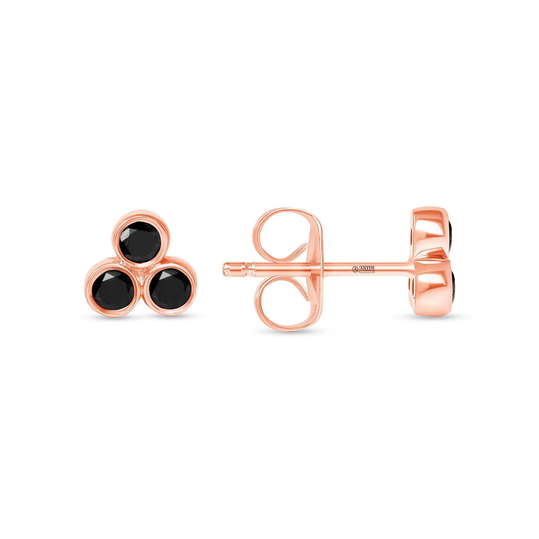 14K Gold Trio Black Diamond Stud Earrings Earring   - Abtin & Co.