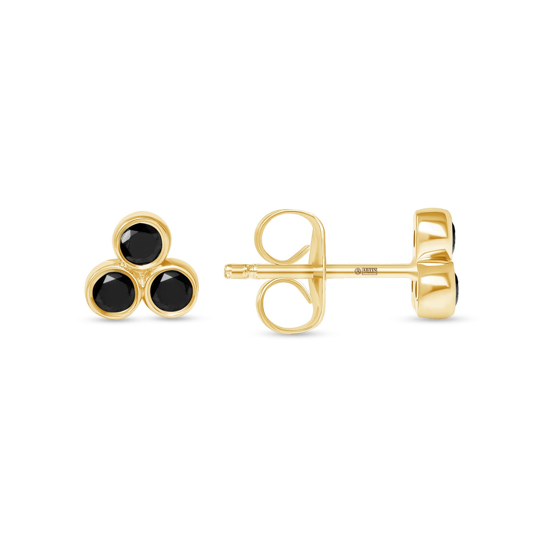14K Gold Trio Black Diamond Stud Earrings Earring   - Abtin & Co.